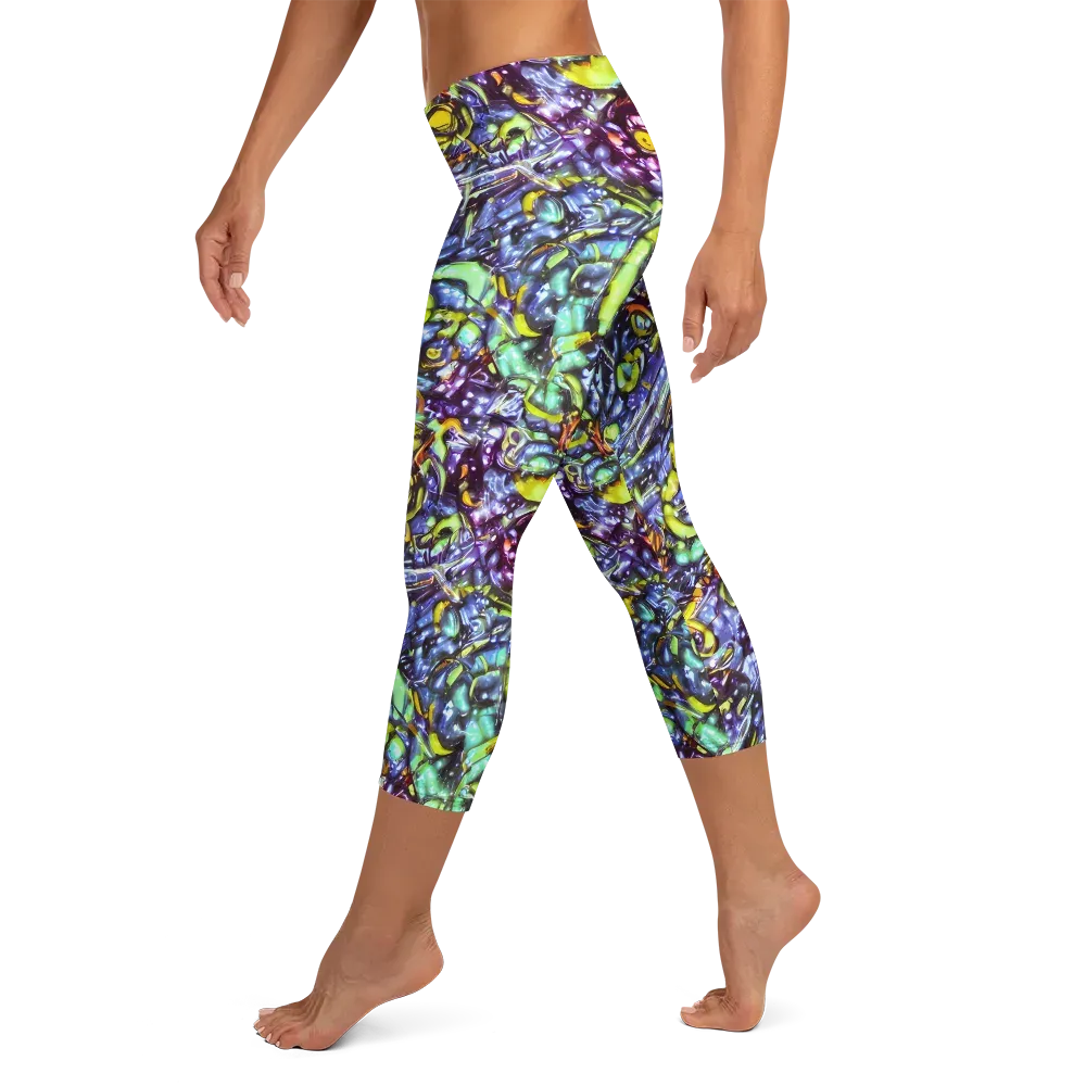 Vivid Whirlpool on Capri Leggings — Left