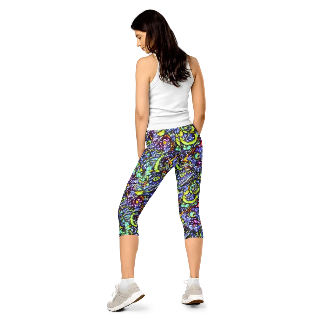 Vivid Whirlpool on Capri Leggings — Back