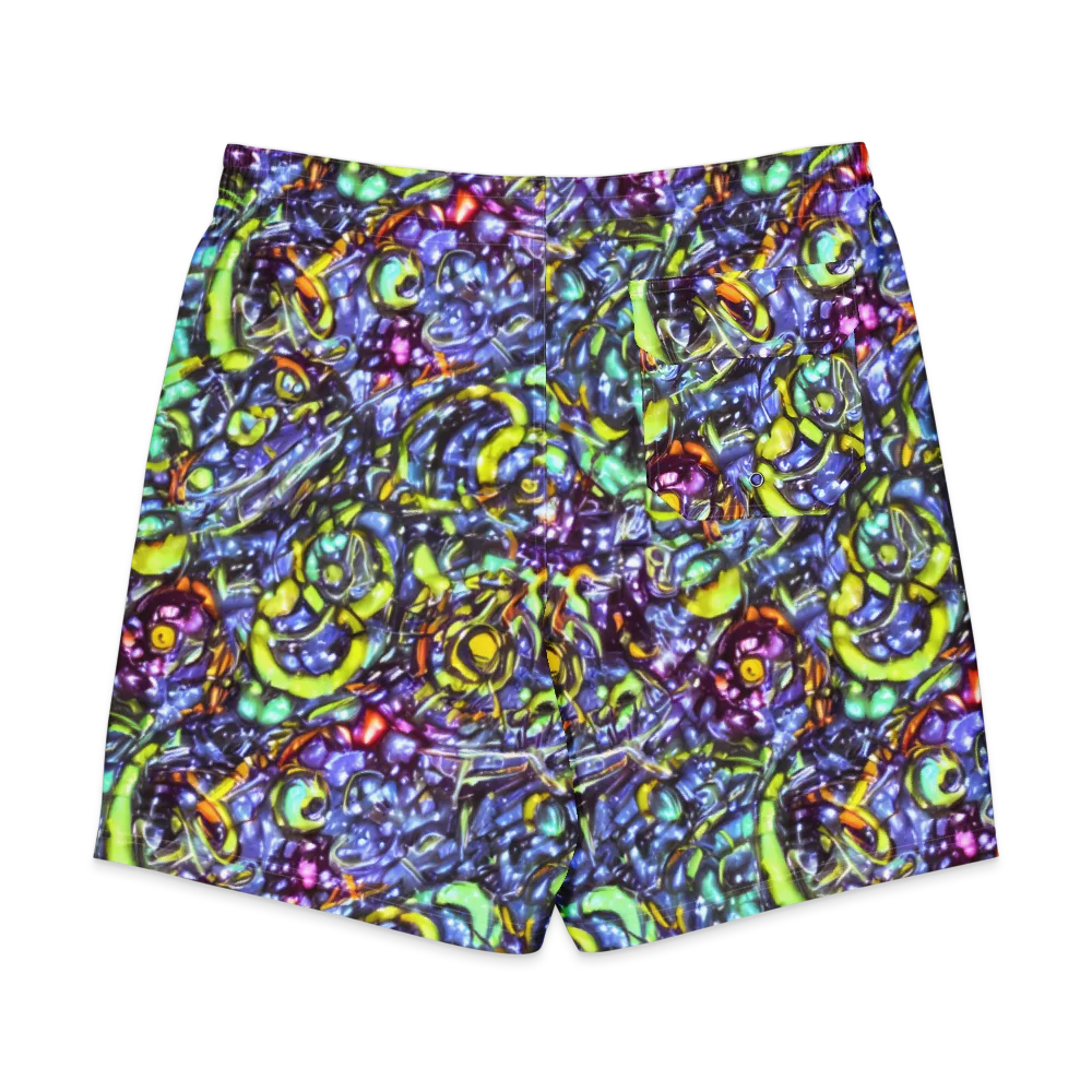 Vivid Whirlpool on Men's Board Shorts — Back