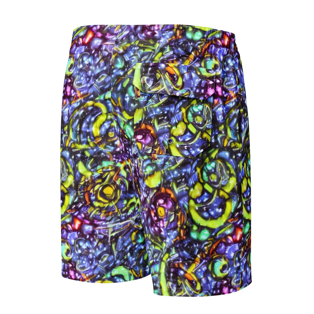 Vivid Whirlpool on Men's Board Shorts — Back