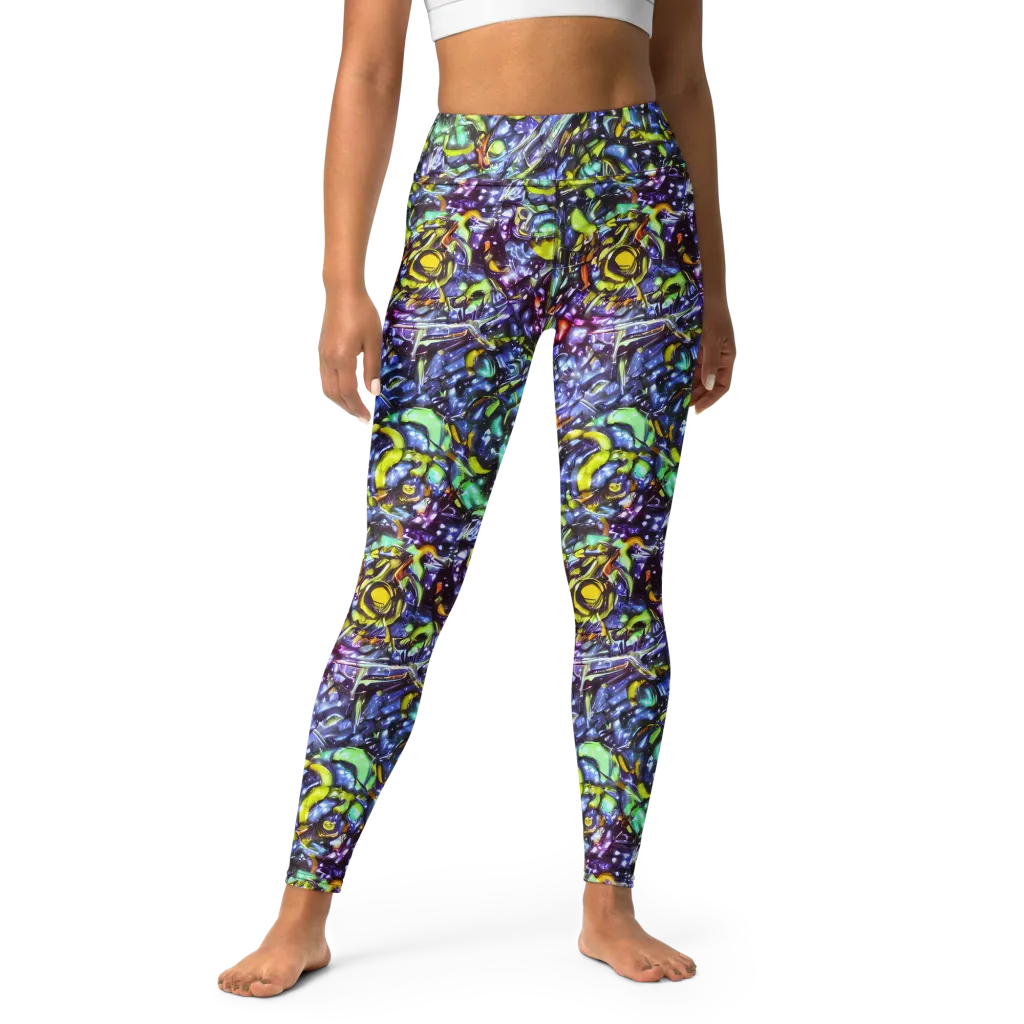Vivid Whirlpool on Yoga Leggings — Front