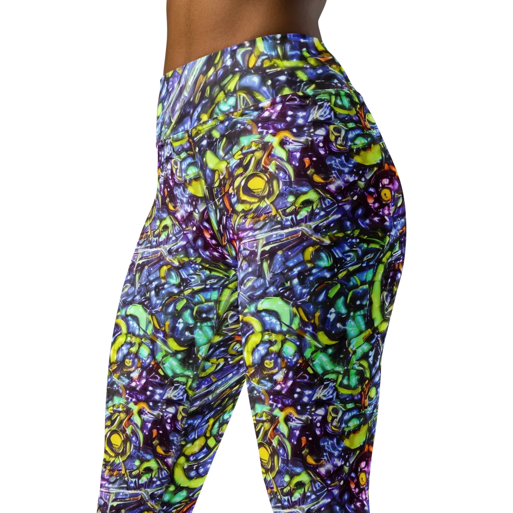 Vivid Whirlpool on Yoga Leggings — Left Front