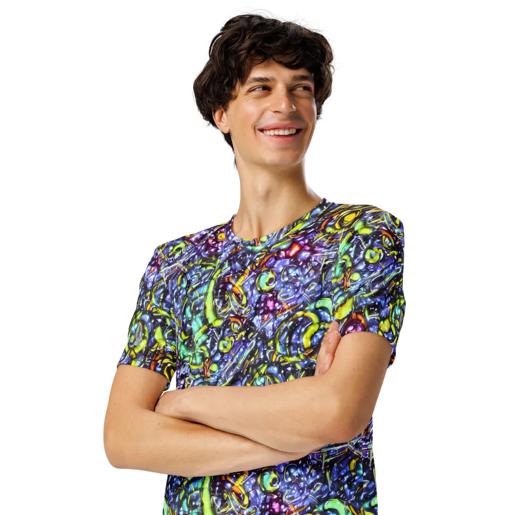 Vivid Whirlpool on Men's Crew Neck T-Shirt — Left Front