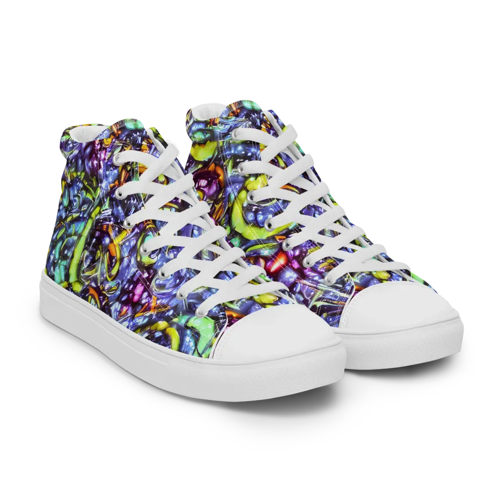 Vivid Whirlpool on Men's High Top Canvas Shoes — Right Front