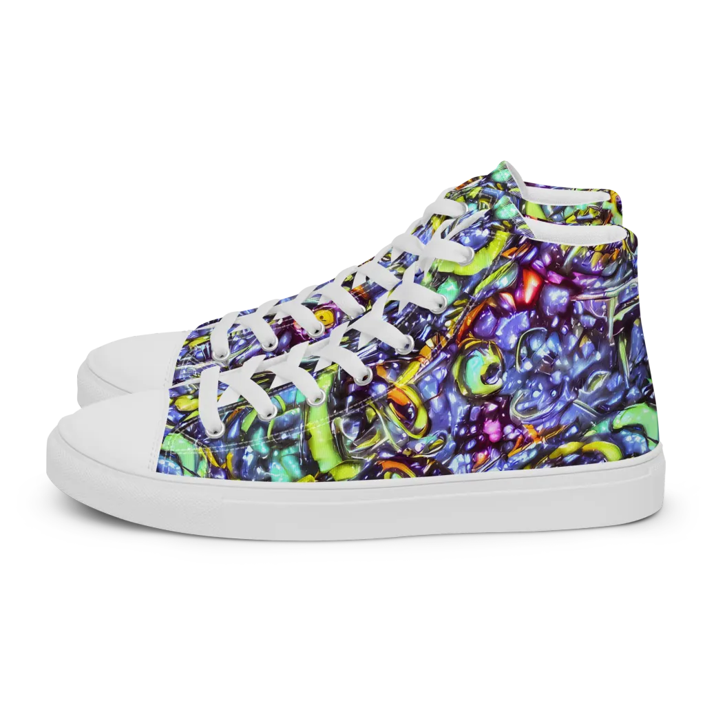 Vivid Whirlpool on Men's High Top Canvas Shoes — Left