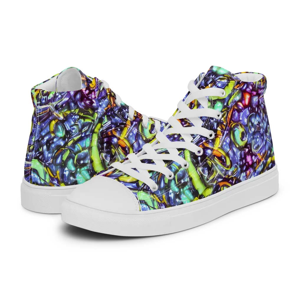 Vivid Whirlpool on Men's High Top Canvas Shoes — Left