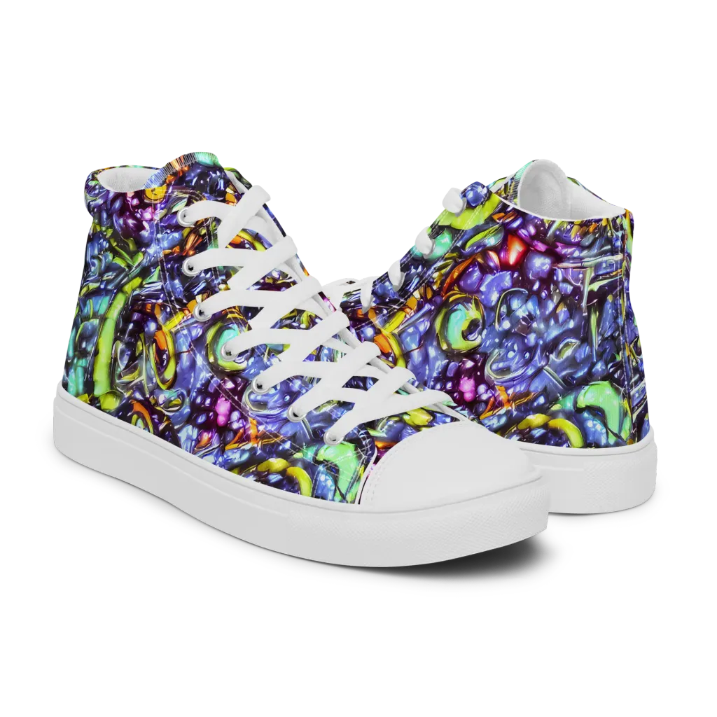 Vivid Whirlpool on Men's High Top Canvas Shoes — Right