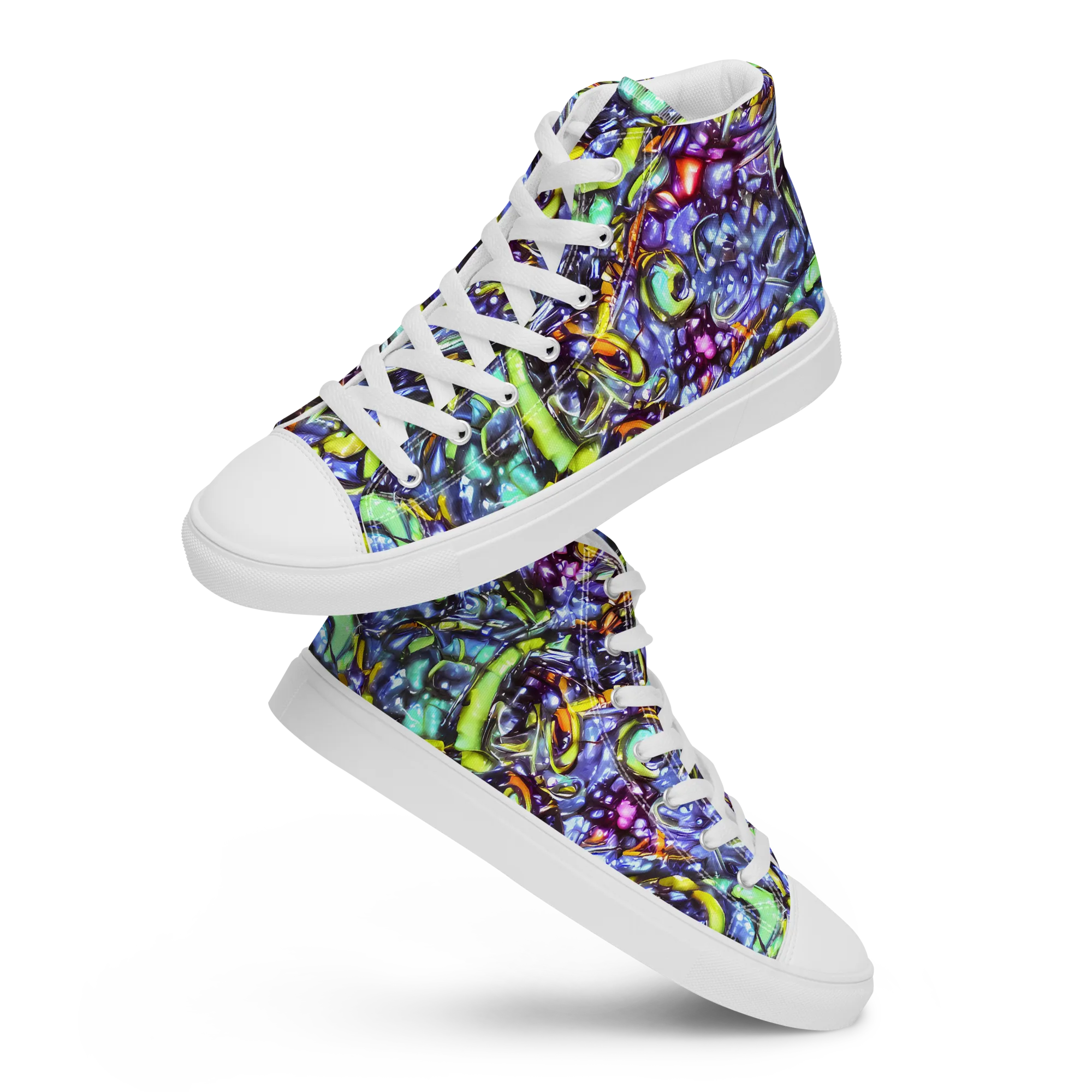 Vivid Whirlpool on Men's High Top Canvas Shoes — Front