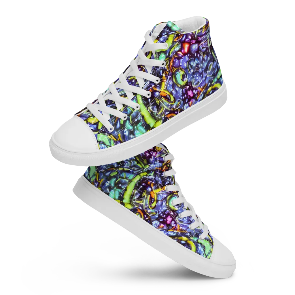 Vivid Whirlpool on Men's High Top Canvas Shoes — Front
