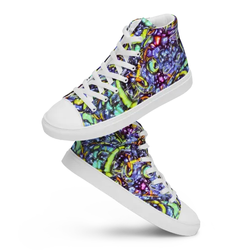 Vivid Whirlpool on a Men's High Top Canvas Shoes