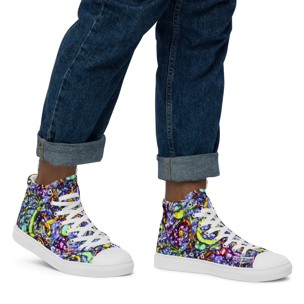 Vivid Whirlpool on Men's High Top Canvas Shoes — Right
