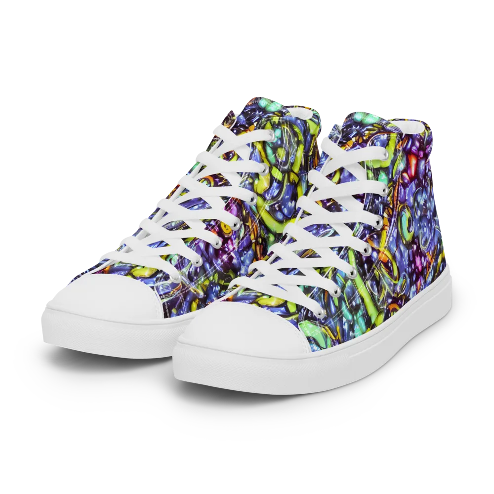 Vivid Whirlpool on Women's High Top Canvas Shoes — Left Front