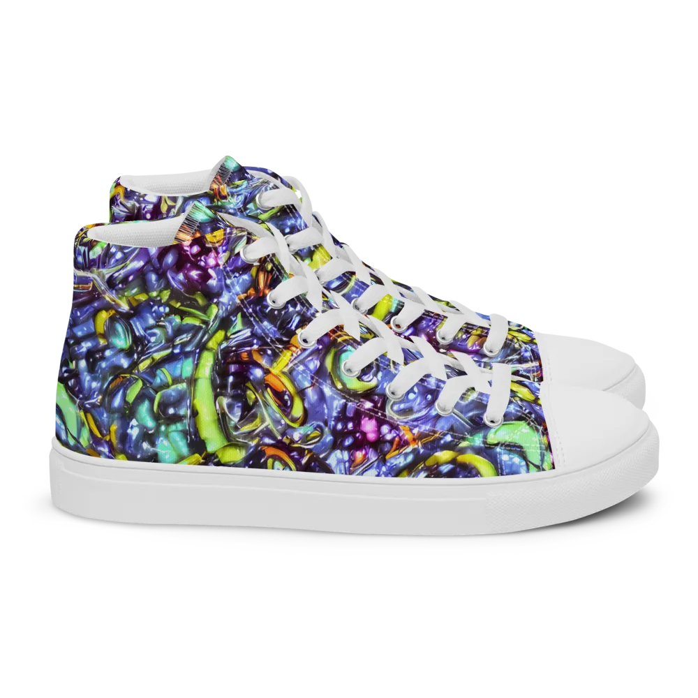 Vivid Whirlpool on Women's High Top Canvas Shoes — Right