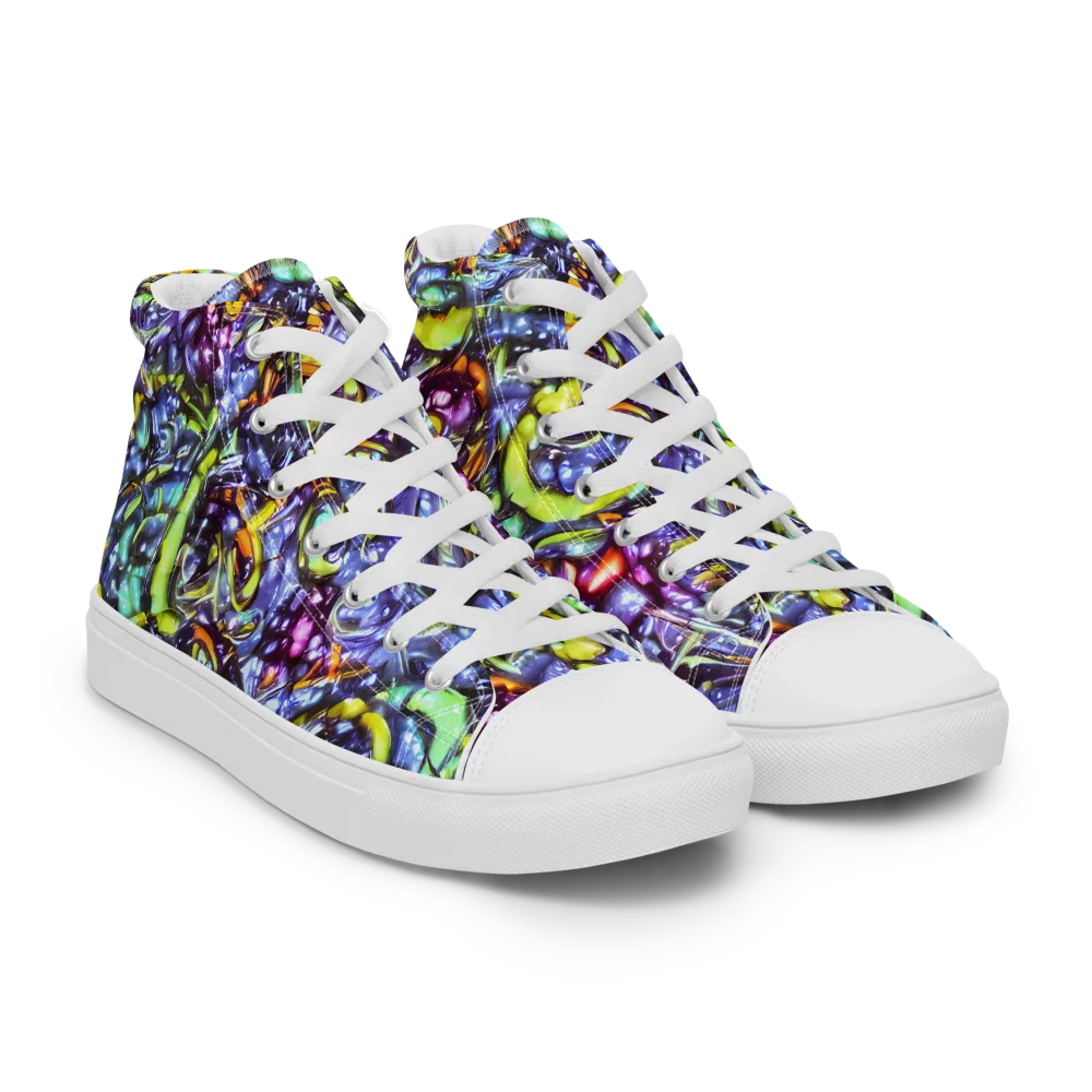 Vivid Whirlpool on Women's High Top Canvas Shoes — Right Front