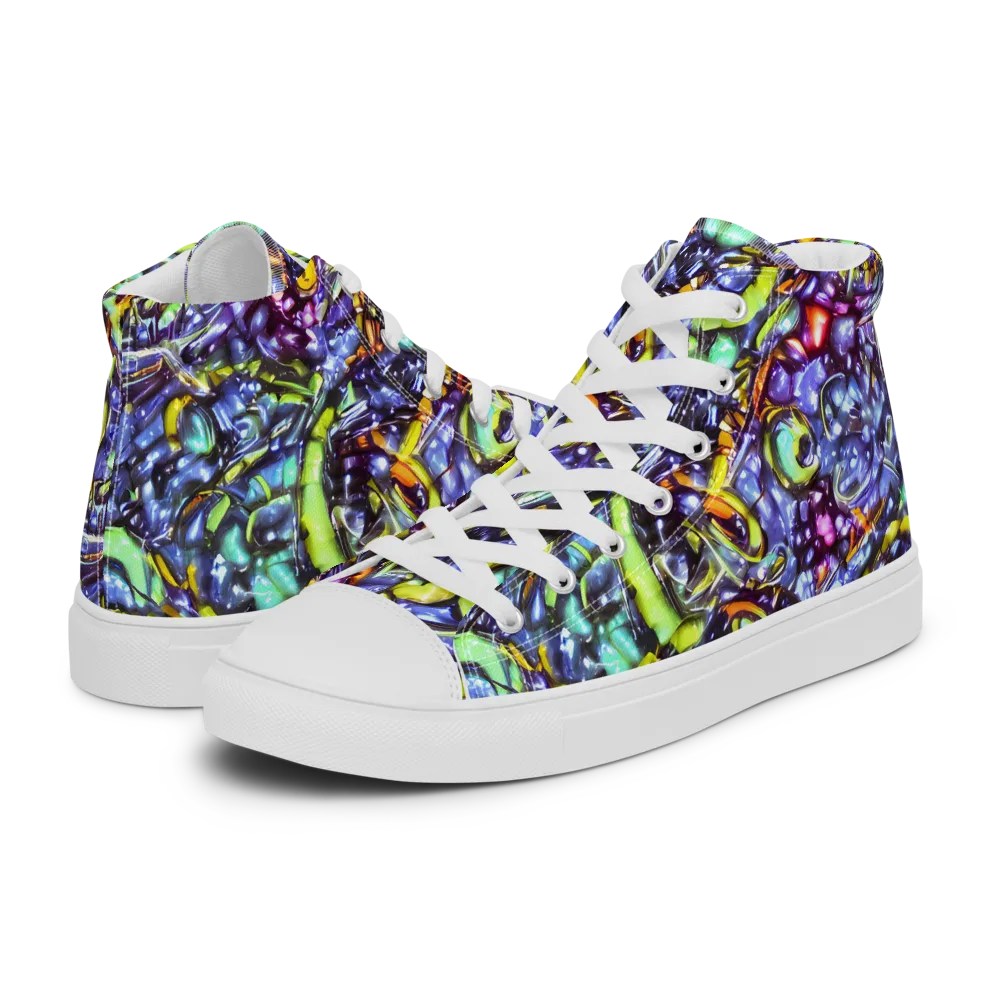 Vivid Whirlpool on Women's High Top Canvas Shoes — Left