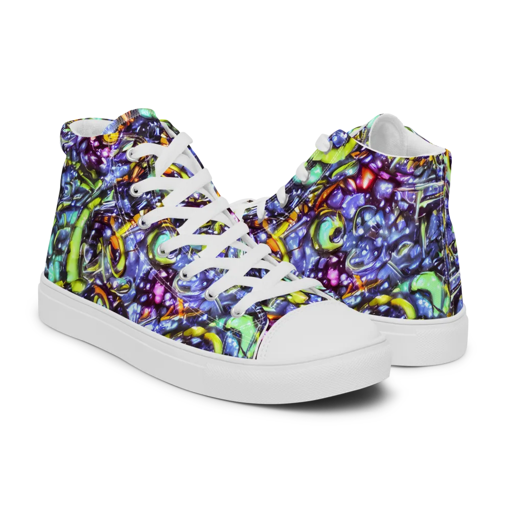 Vivid Whirlpool on Women's High Top Canvas Shoes — Right