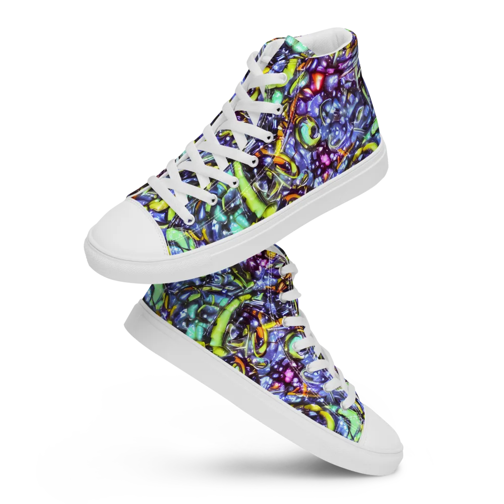 Vivid Whirlpool on Women's High Top Canvas Shoes — Front