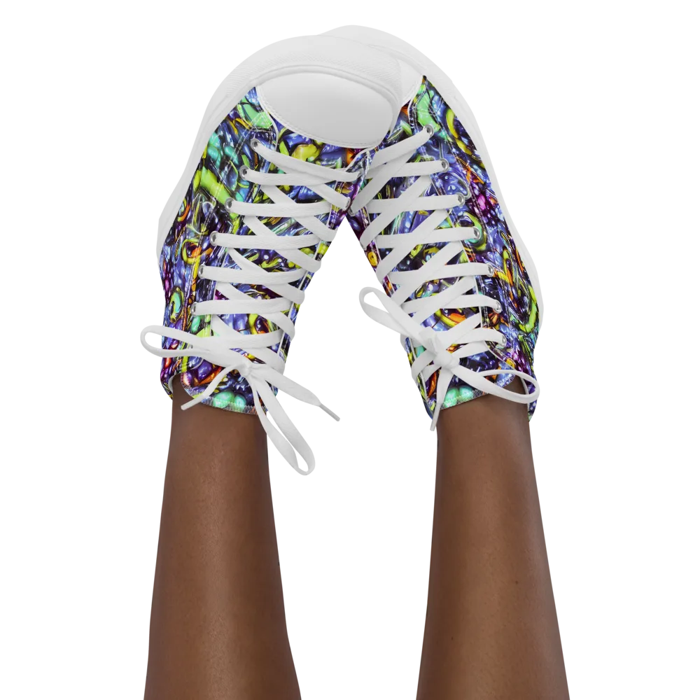 Vivid Whirlpool on Women's High Top Canvas Shoes — Front