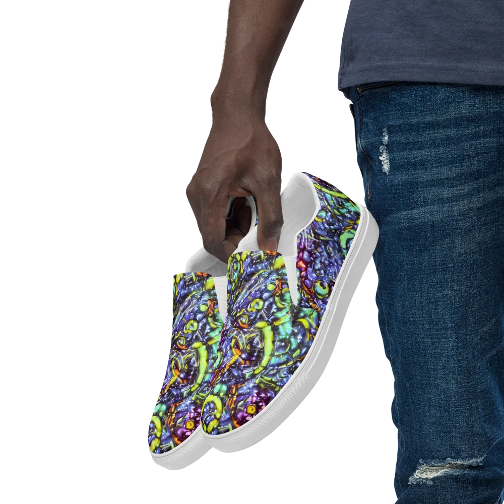 Vivid Whirlpool on Men's Slip-On Canvas Shoes — Left Front