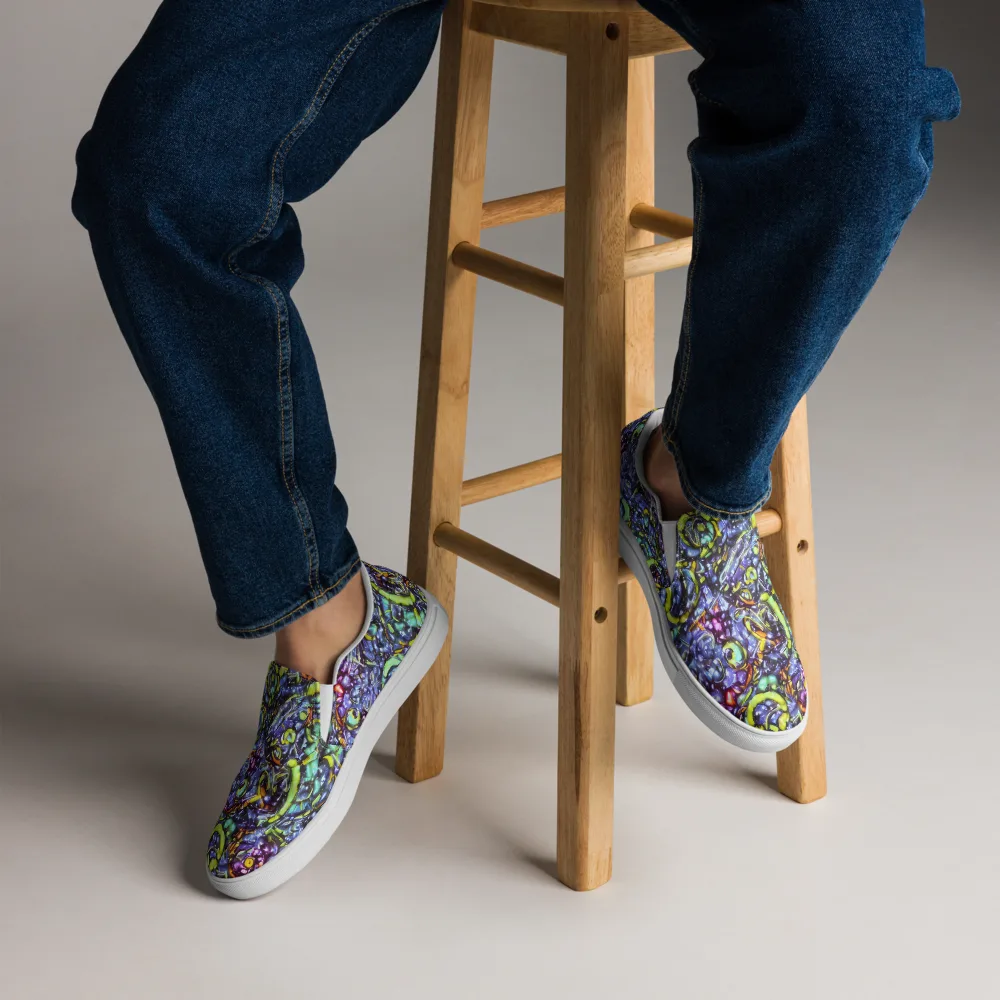 Vivid Whirlpool on Men's Slip-On Canvas Shoes — Front