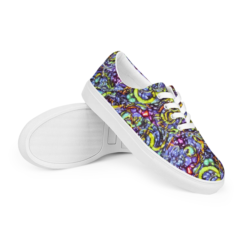 Vivid Whirlpool on Men's Lace-Up Canvas Shoes — Right Front