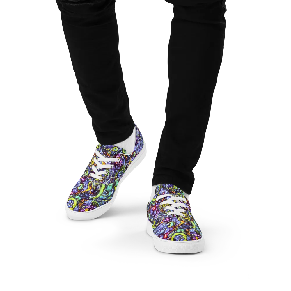 Vivid Whirlpool on Men's Lace-Up Canvas Shoes — Front