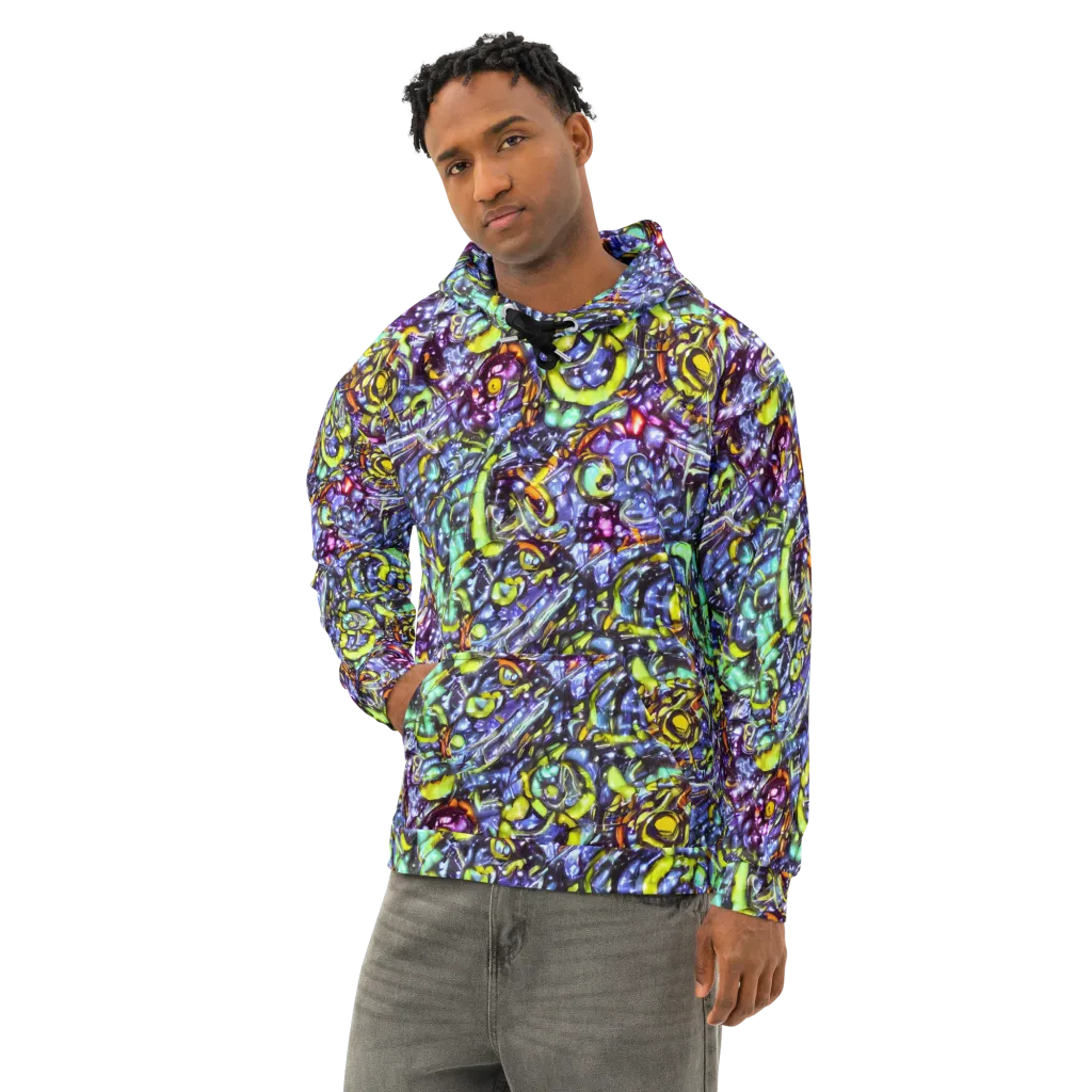 Vivid Whirlpool on Cotton Hoodie — Left Front