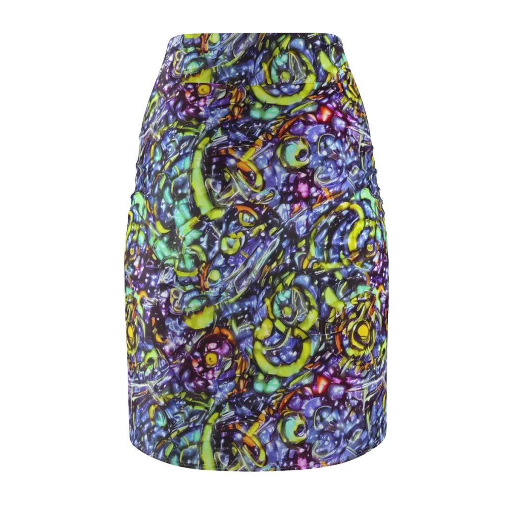 Vivid Whirlpool on Pencil Skirt — Back