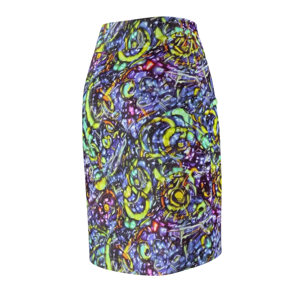 Vivid Whirlpool on Pencil Skirt — Back Side