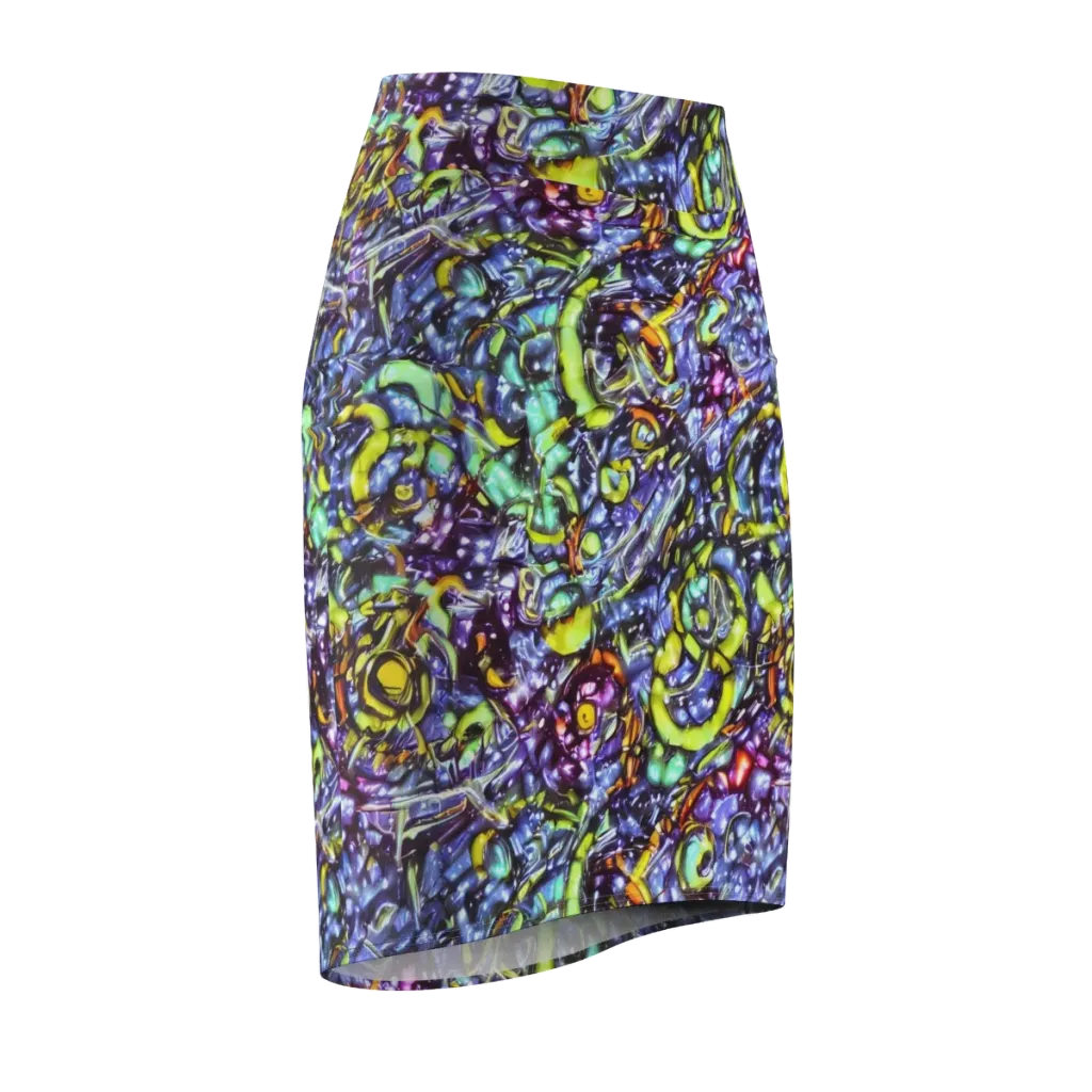 Vivid Whirlpool on Pencil Skirt — Front Side
