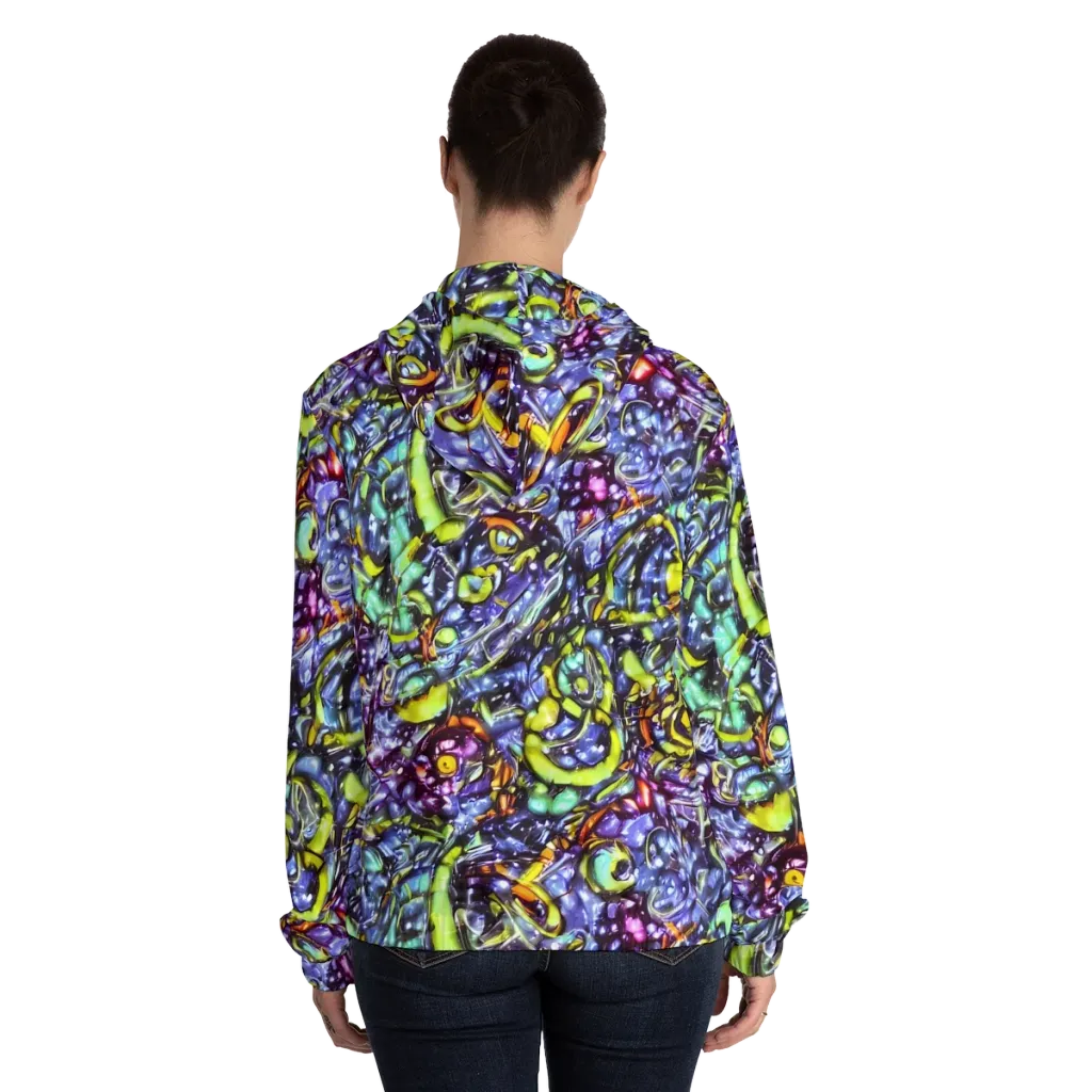 Vivid Whirlpool on Women's Full-Zip Hoodie — Back On Person