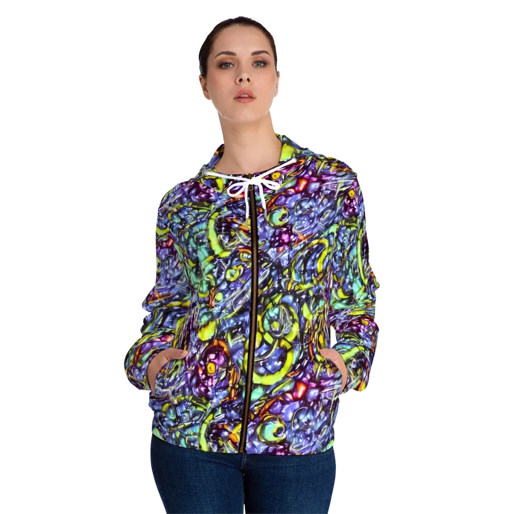 Vivid Whirlpool on Women's Full-Zip Hoodie — Front On Person
