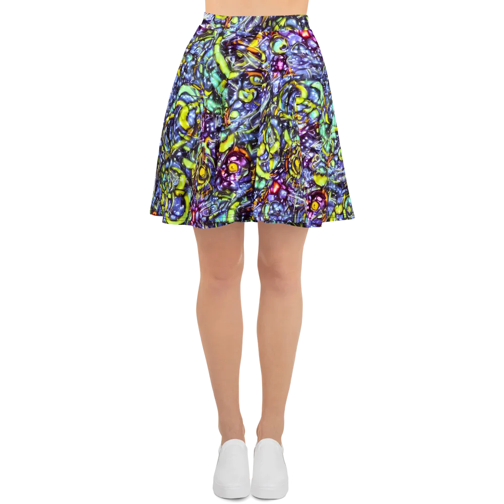 Vivid Whirlpool on Skater Skirt — Front