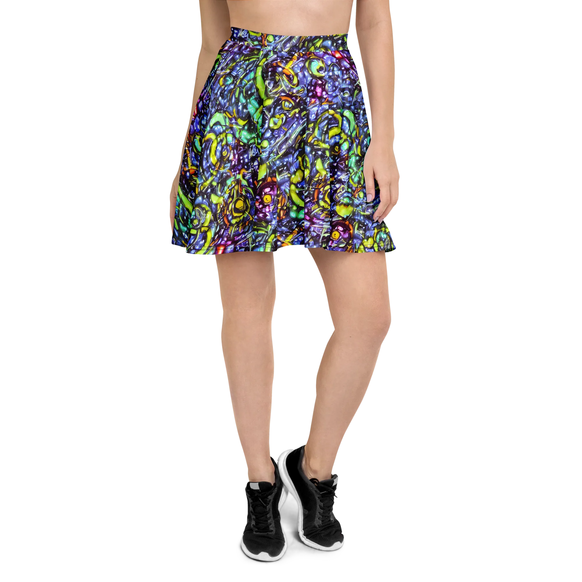 Vivid Whirlpool on Skater Skirt — Front