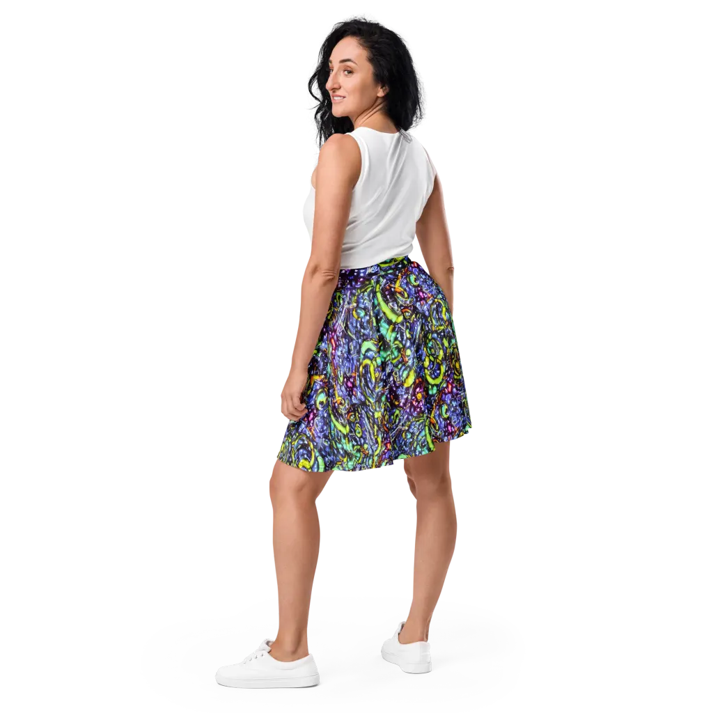Vivid Whirlpool on Skater Skirt — Back