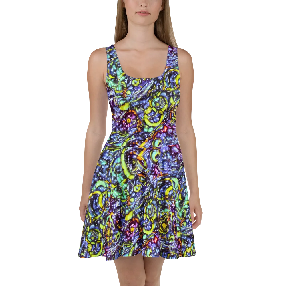 Vivid Whirlpool on Skater Dress — Front