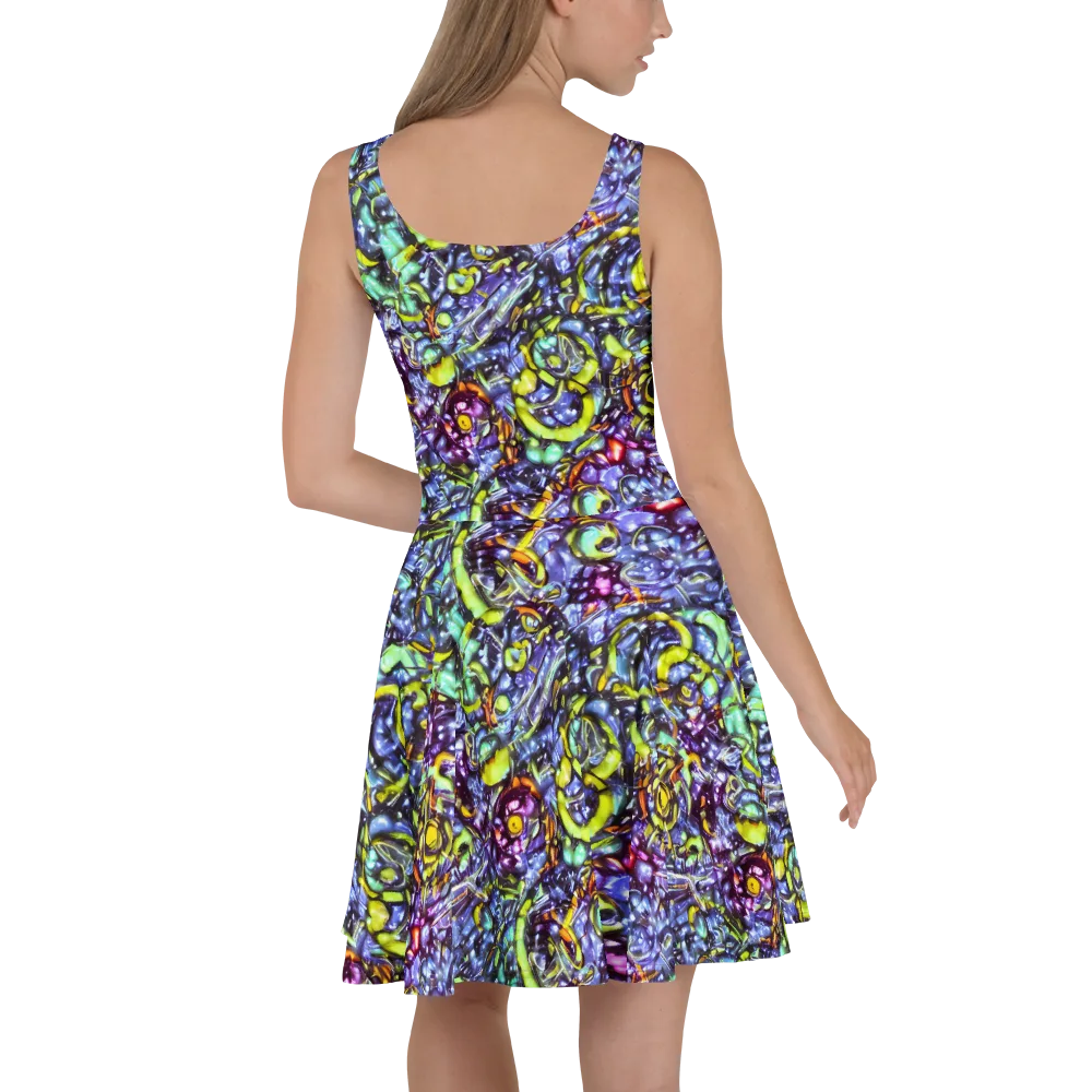 Vivid Whirlpool on Skater Dress — Back