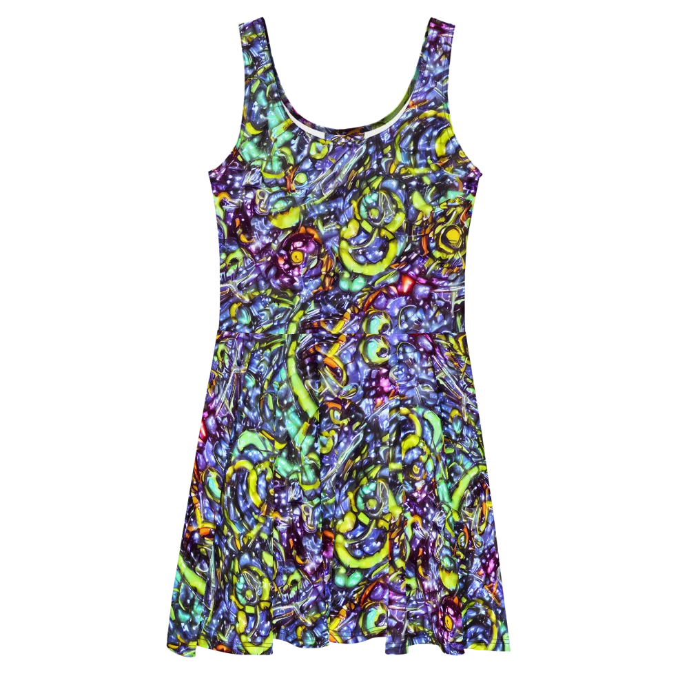 Vivid Whirlpool on Skater Dress — Front
