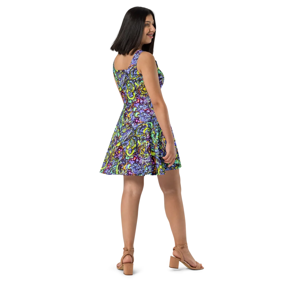 Vivid Whirlpool on Skater Dress — Right