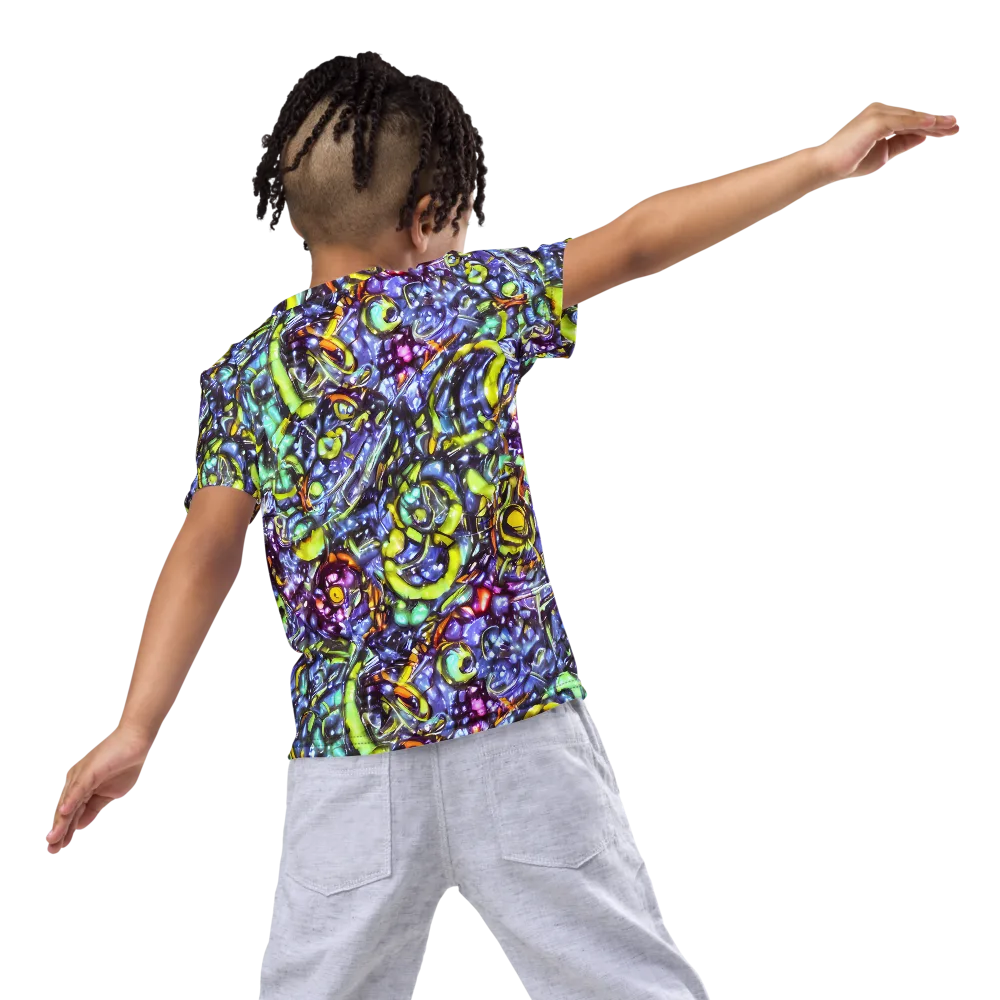 Vivid Whirlpool on Kids Crew Neck T-Shirt — Back