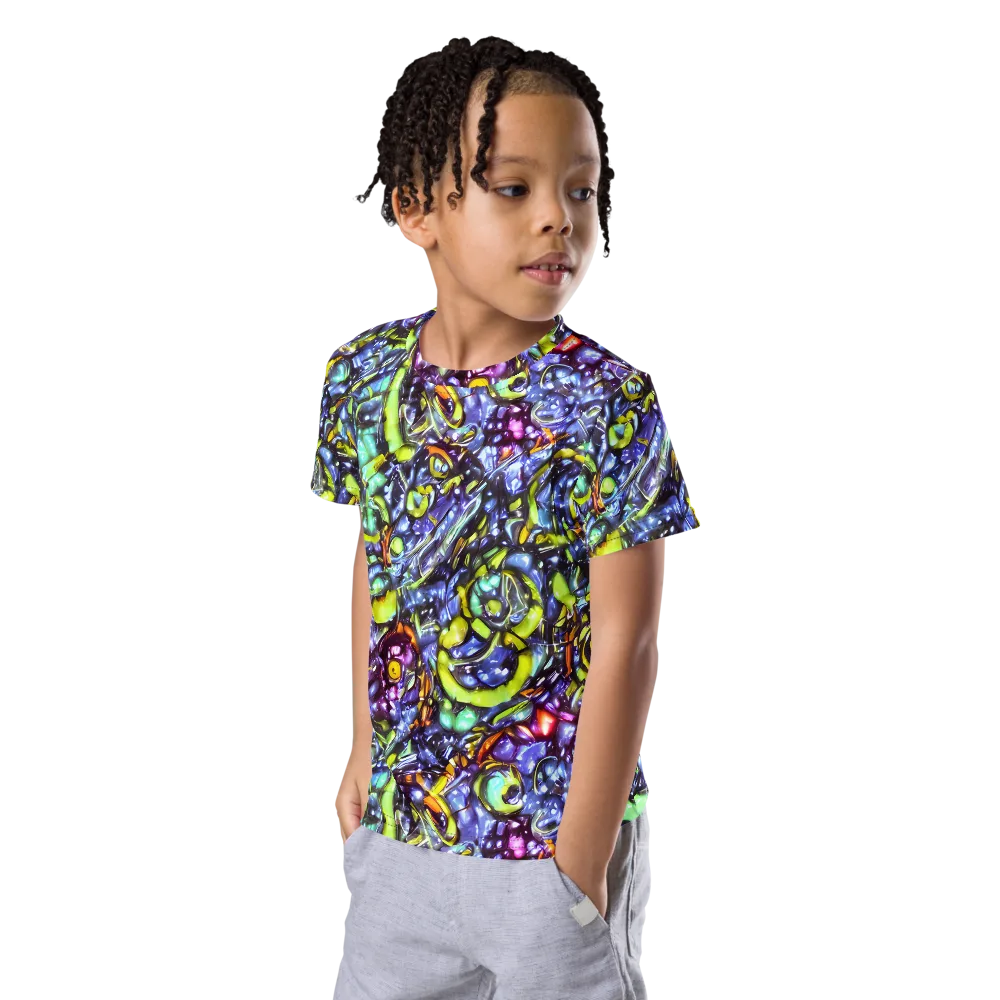 Vivid Whirlpool on Kids Crew Neck T-Shirt — Left Front