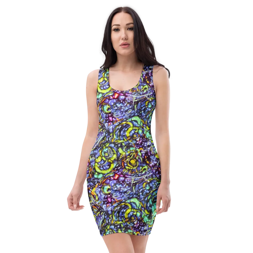 Vivid Whirlpool on Bodycon Dress — Front