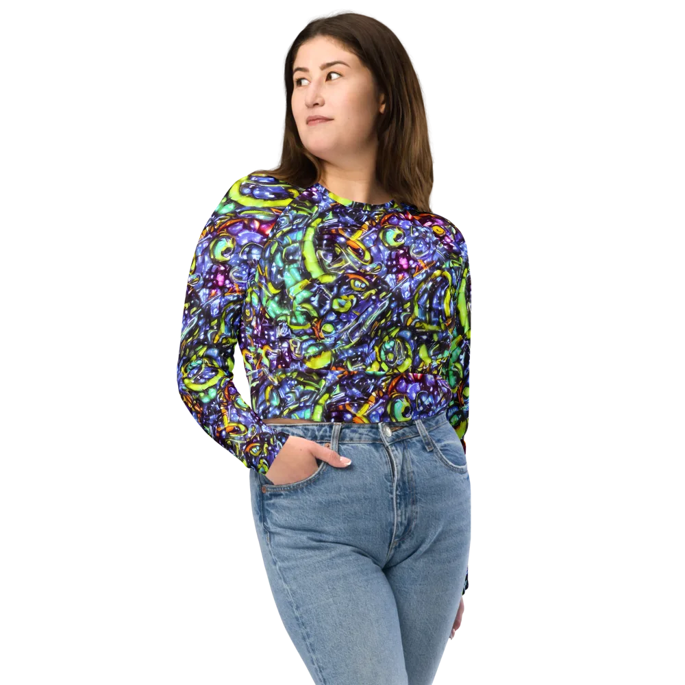 Vivid Whirlpool on Long Sleeve Crop Top — Front