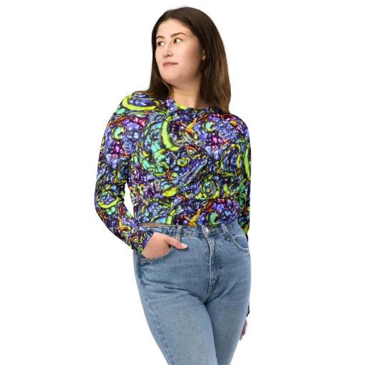 Vivid Whirlpool on a Long Sleeve Crop Top