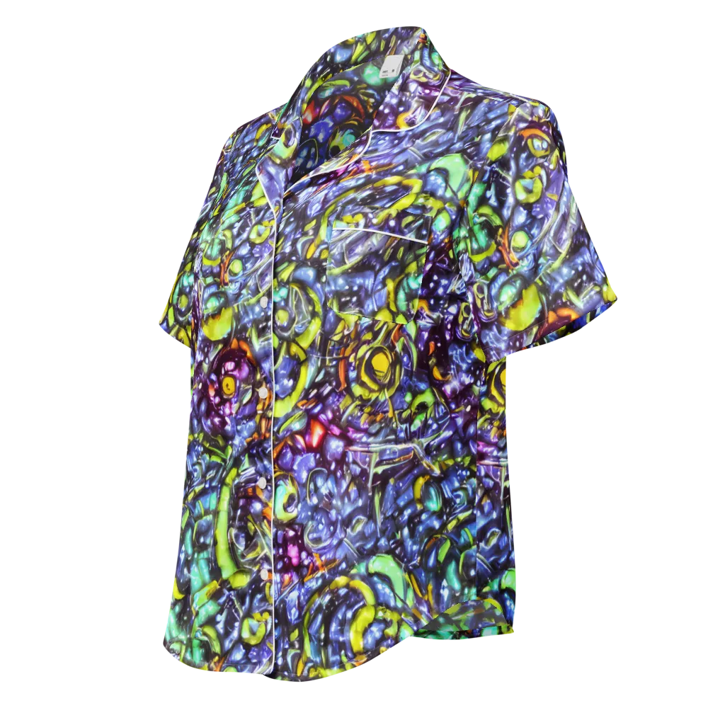 Vivid Whirlpool on Women's Short Sleeve Pajama Top — Left Front