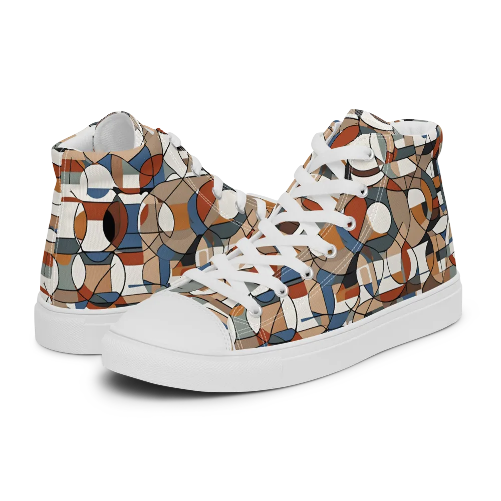 Contour Mosaic on Men's High Top Canvas Shoes — Left
