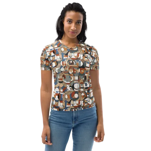 Contour Mosaic on a Women's Crew Neck T-Shirt