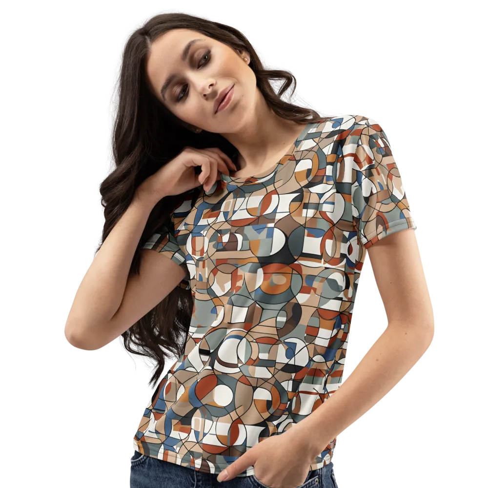 Contour Mosaic on Women's Crew Neck T-Shirt — Left Front