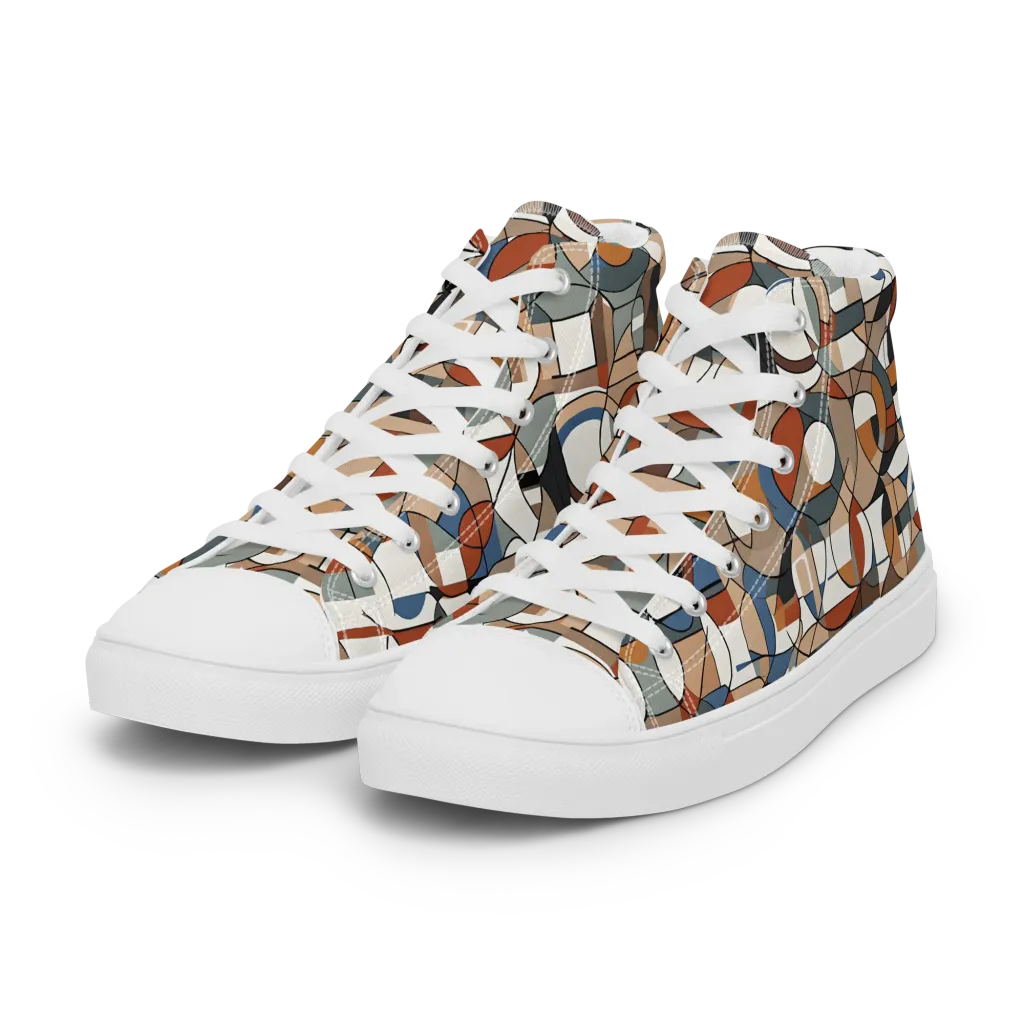 Contour Mosaic on Women's High Top Canvas Shoes — Left Front