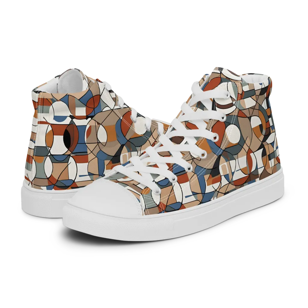 Contour Mosaic on Women's High Top Canvas Shoes — Left